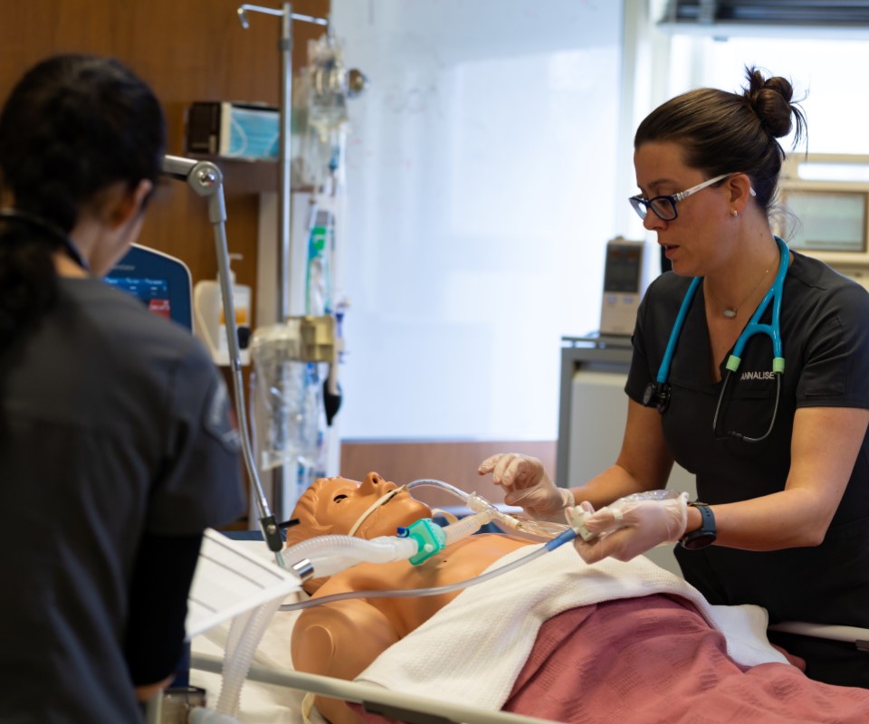 respiratory therapy students in class