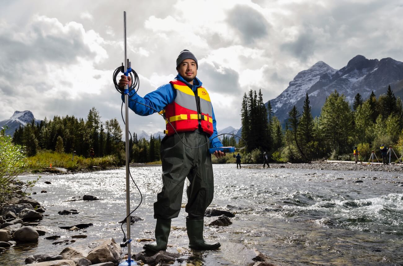 Man standing in river