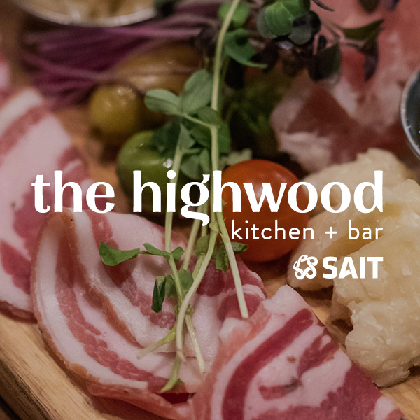 Food with a wordmark that says "Highwood," featuring a white SAIT logo in the bottom right corner.