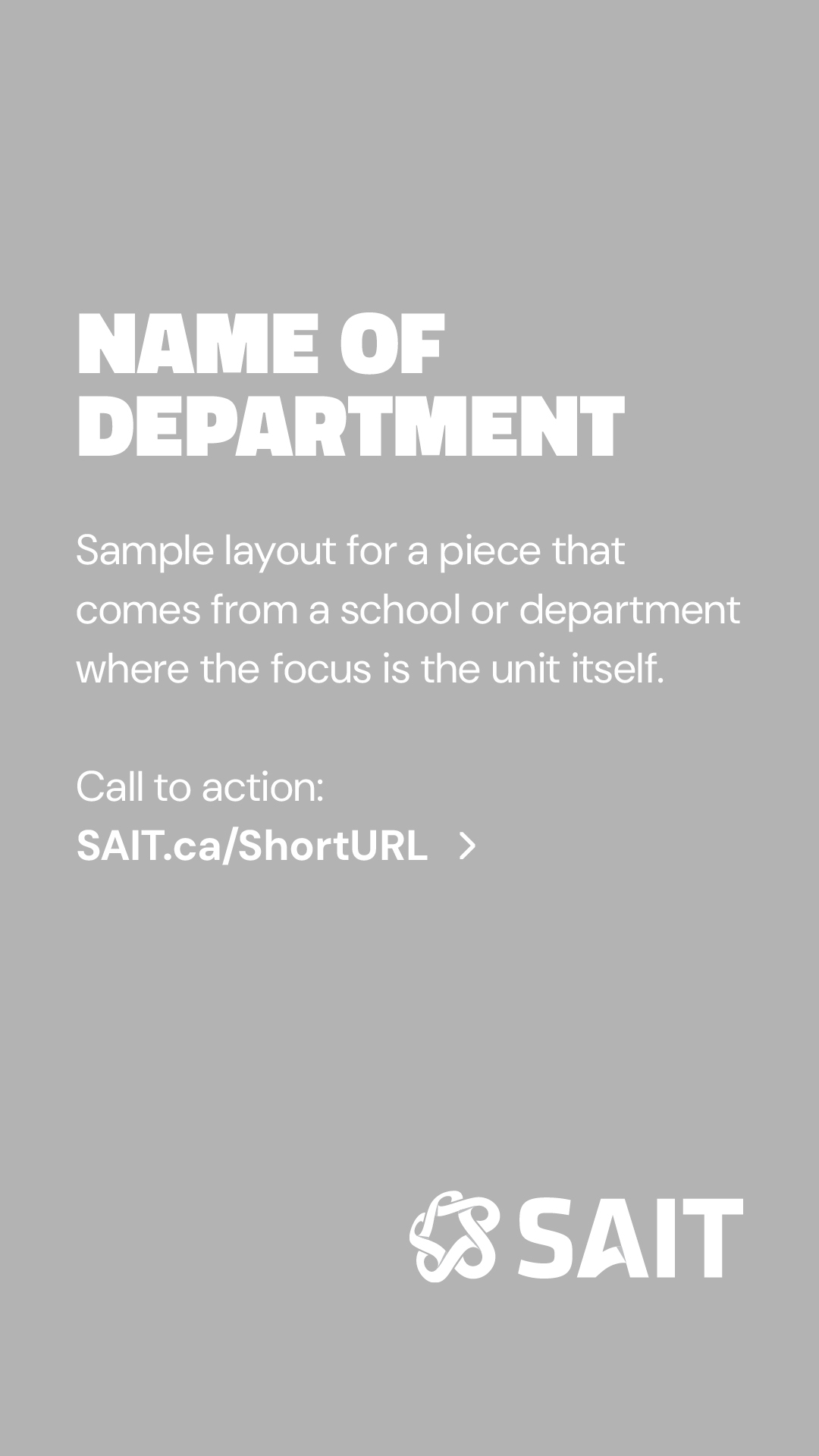 Grey tile that showcases the name of a department, where the focus is the unit itself.