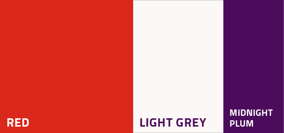 Color swatches displaying red, light grey, and purple with labels for each color.