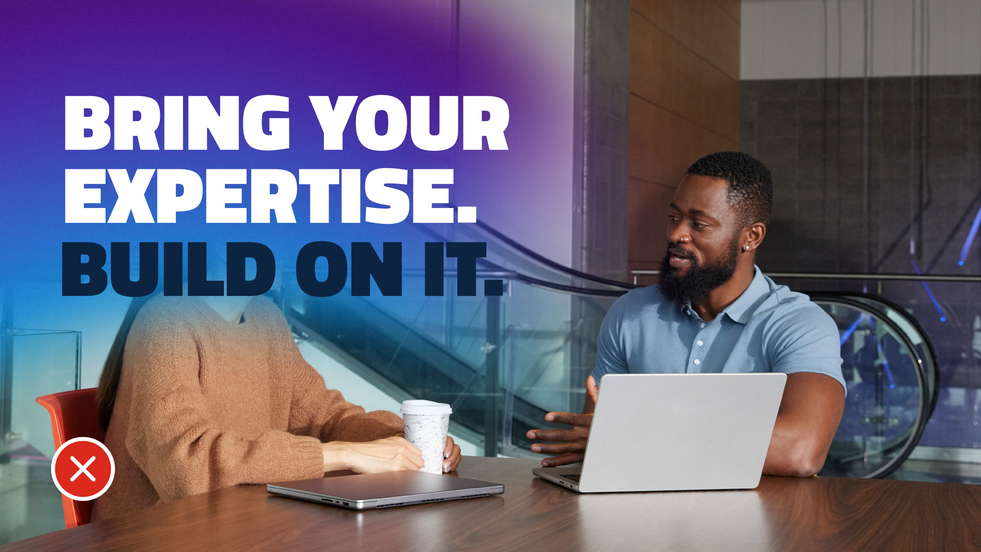 Bring your expertise ad with overlay being used ineffectively.