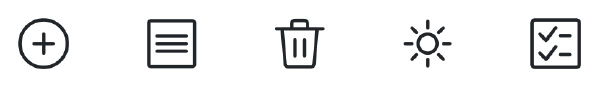 Icons showing graphic interfaces