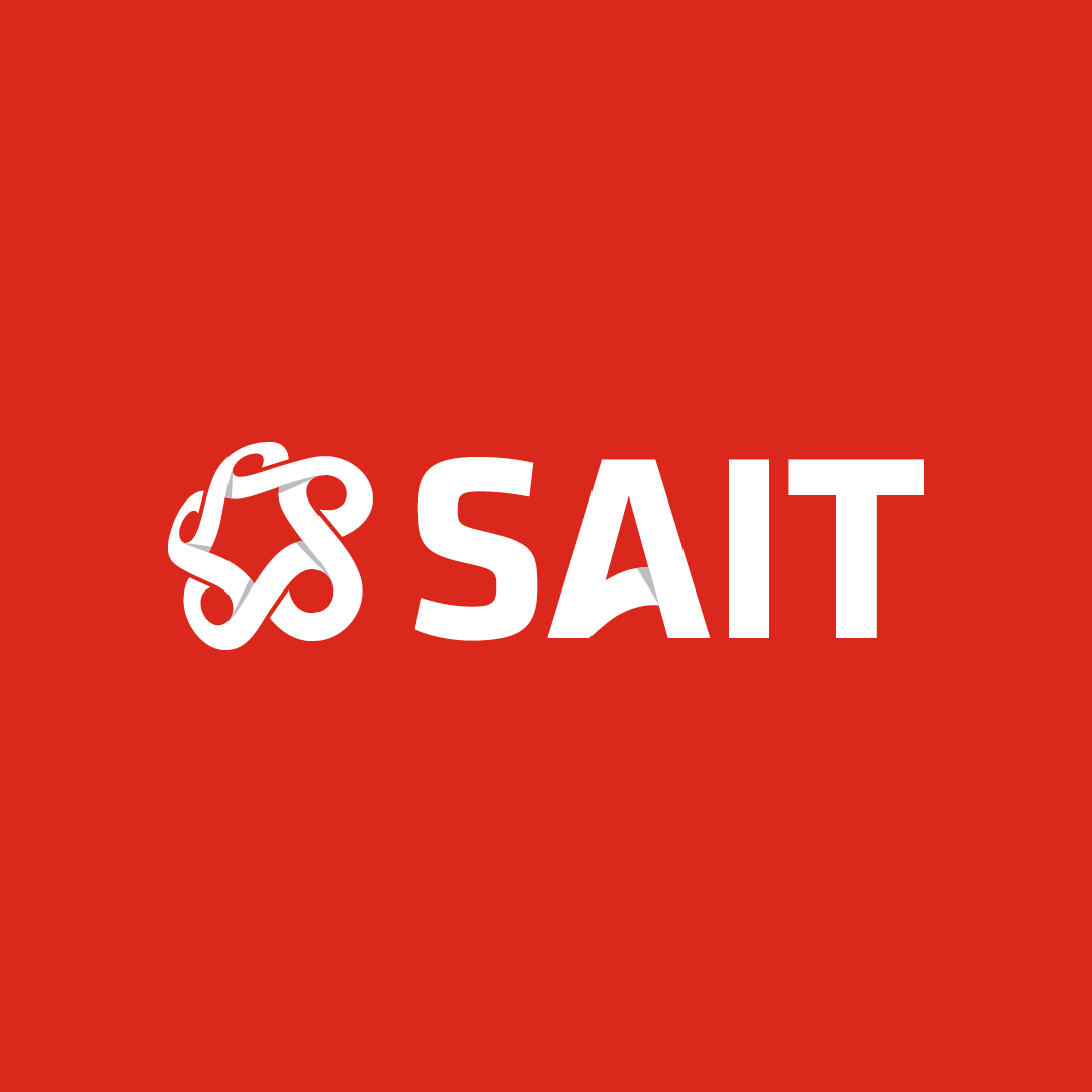 White SAIT logo on red background