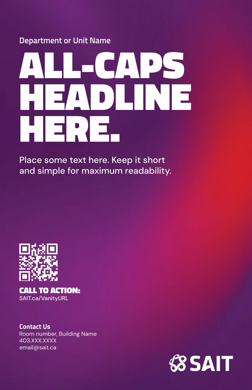 SAIT logo with promotional text highlighting the importance of concise messaging for effective communication.