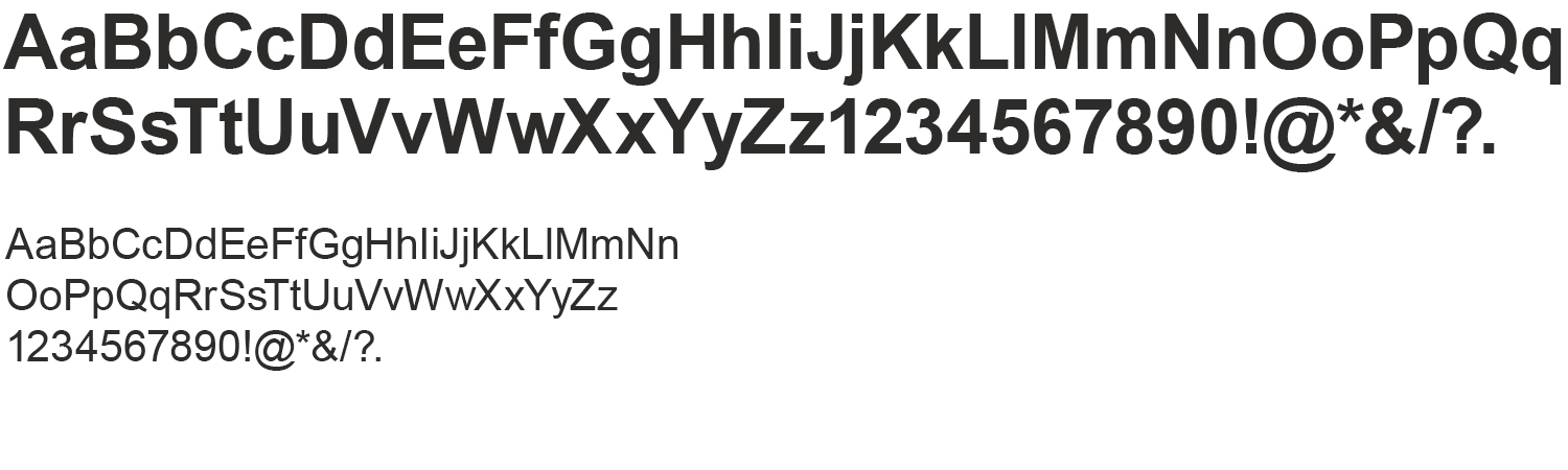 Typography example of the font Arial.