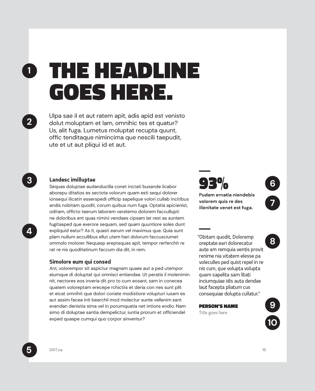 Layout example of SAIT's typography in use.