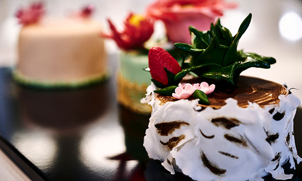 A close up of a dessert