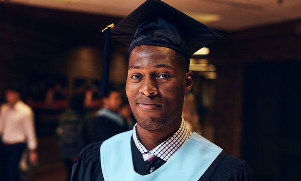 man in graduation hat