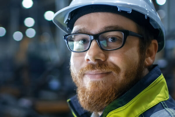 Man wearing construction glasses