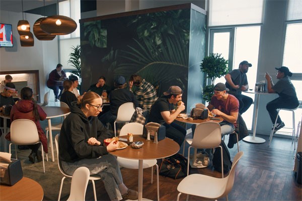 Students enjoying meals at the dining center