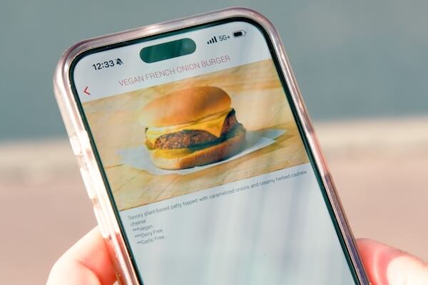 A phone ordering food from the dining centre