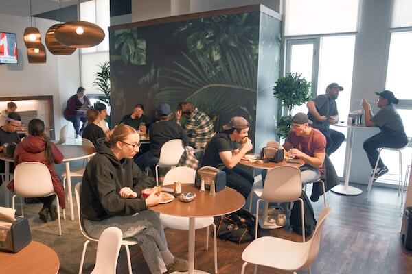 Student sitting in the dining centre 