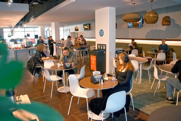 Students sitting in the dining centre 