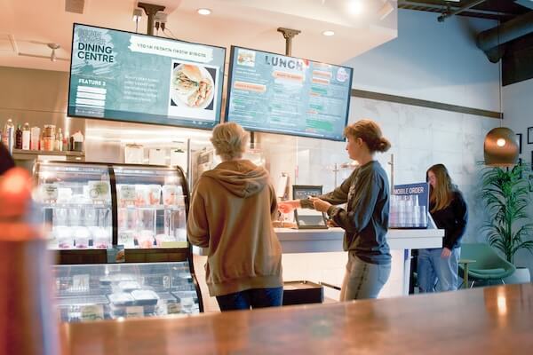 Students preparing to order