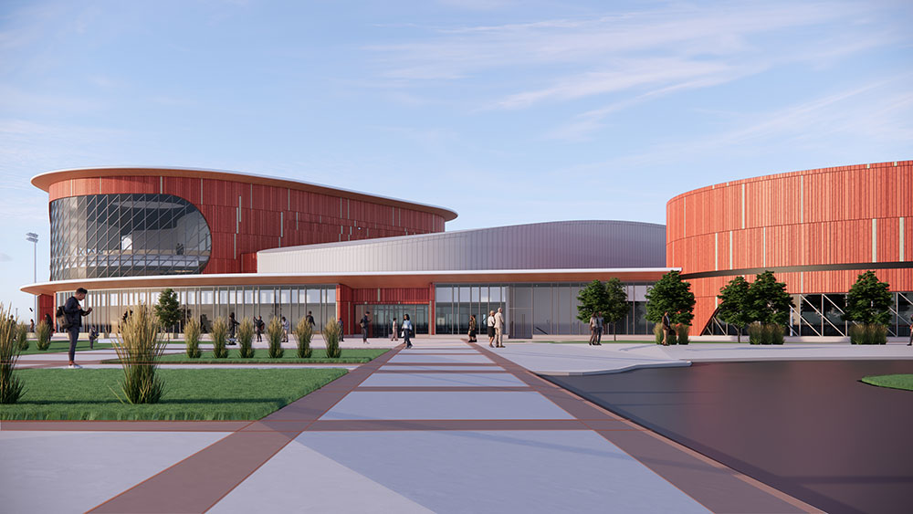 A rendering of the north entrance of the future Taylor Family Campus Centre at SAIT.