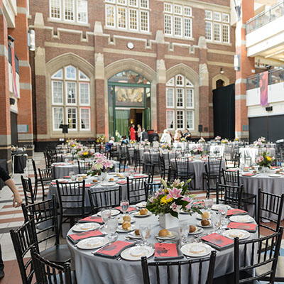 Wedding tables setup at Irene Lewis Atrium