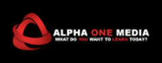 Logo of Alpha One Media featuring a stylized red emblem and the tagline "What do YOU want to LEARN today?".