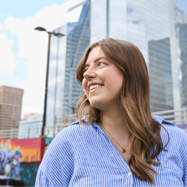 woman looking off camera