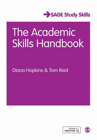 Book cover for The Academic Skills Handbook, with a white and purple cover.
