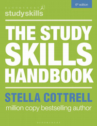 Book cover for the study skills handbook, with white writing on a green background.