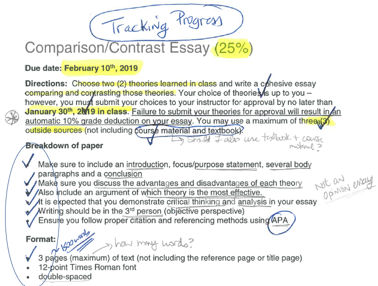 An example of what tracking your progress might look like