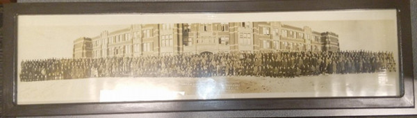 photograph od students and staff outside heritage hall in 1929