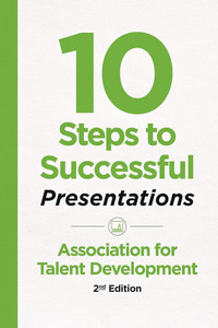 Book cover for 10 steps to successful presentations, with green writing on an off-white background.