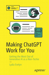 Book cover for making chatGpt work for you, with a yellow cover and some speech bubbles on the front.