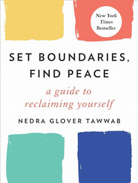 Book cover image for set boundaries, find peace, with coloured square blobs on the front.