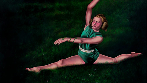 Photo of the artwork, Slither, by Dana Horst (2018), oil on board, from the Collection of the Alberta Foundation of the Arts.