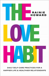 Book cover for the love habit, with mixed brightly couloured letters on a white background.