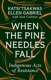 Book cover image for When the pine needles fall, with an illustration of pine needles on a dark green cover.
