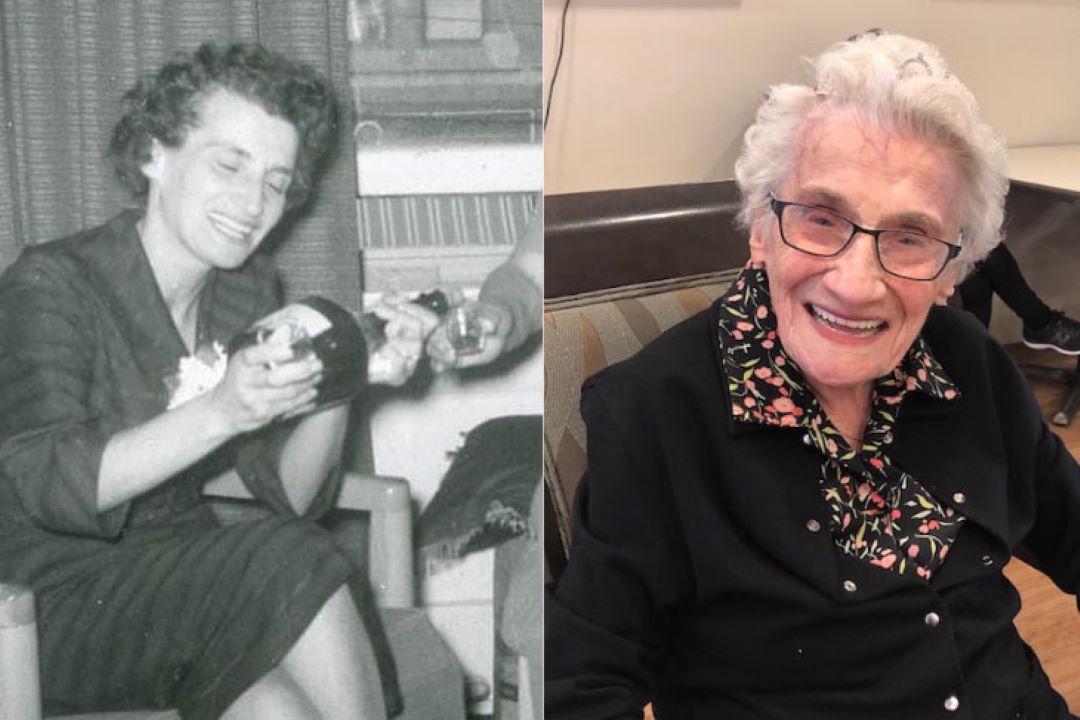 Elizabeth Bertie pictured in the 1930's and today.