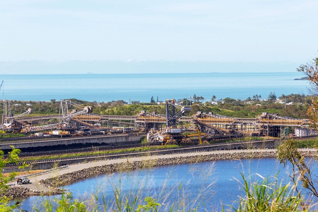 Gladstone Port, Queensland, Australia seen from a public lookout.