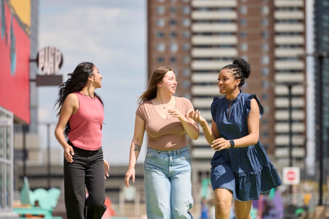 Group of students walking together 