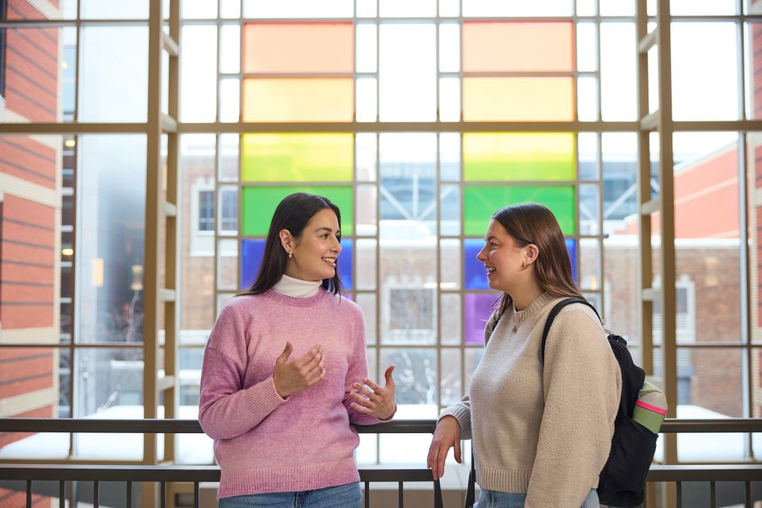 Two people talking