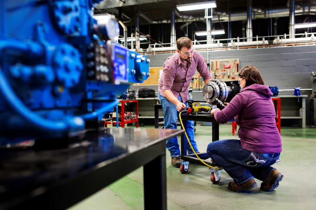Two people working together in a lab