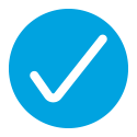 A blue circular checkmark icon.