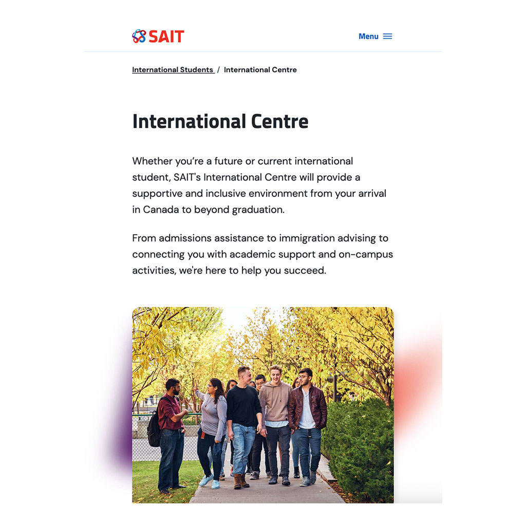 An example of a floating page hero on mobile.