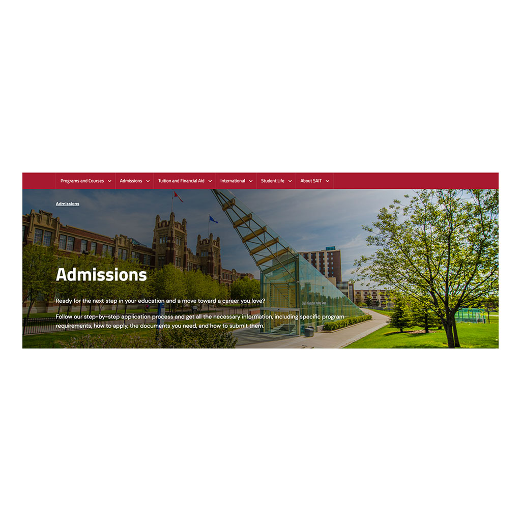 An example of a single-column full-width image hero on desktop.