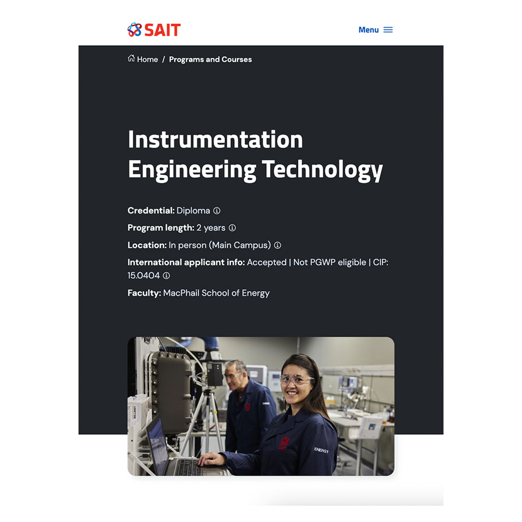 An example of a program page hero on mobile.