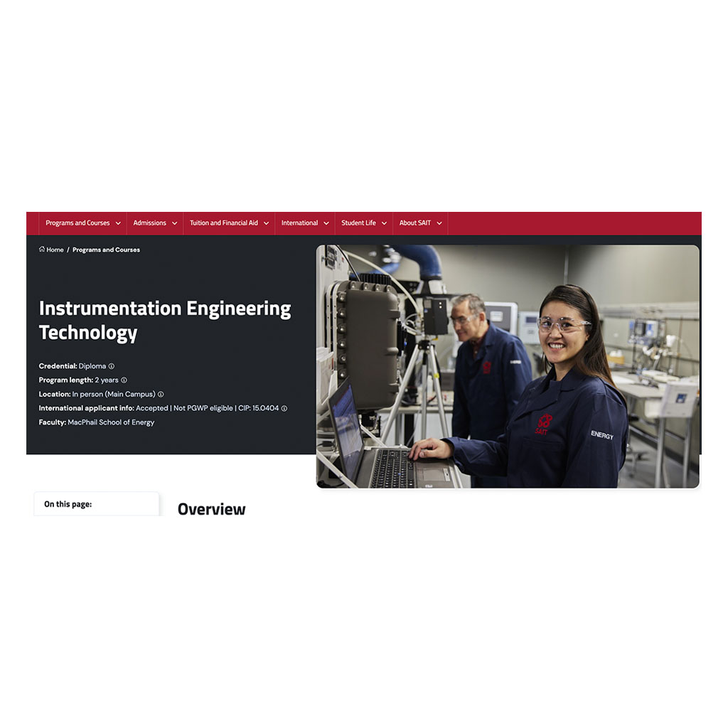 An example of a program page hero on desktop.