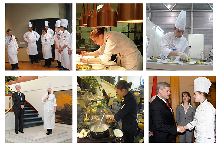 A collage of images of Rosalyn Ediger at work.