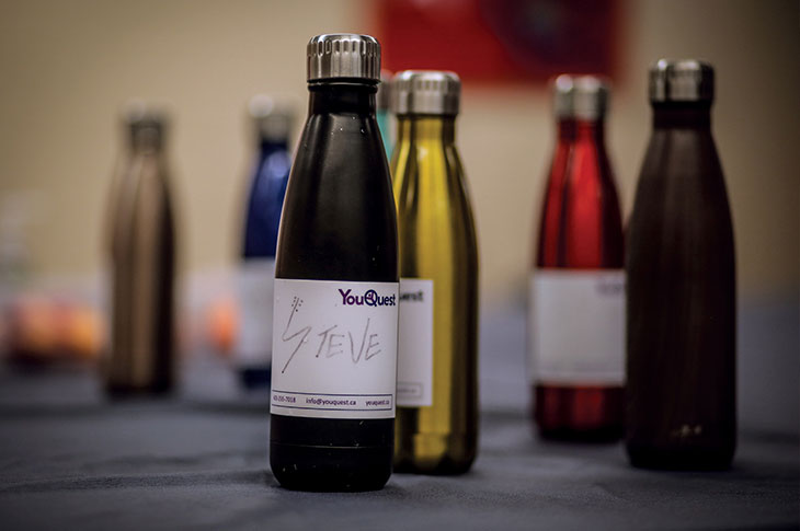 Water bottles with people's names written on them