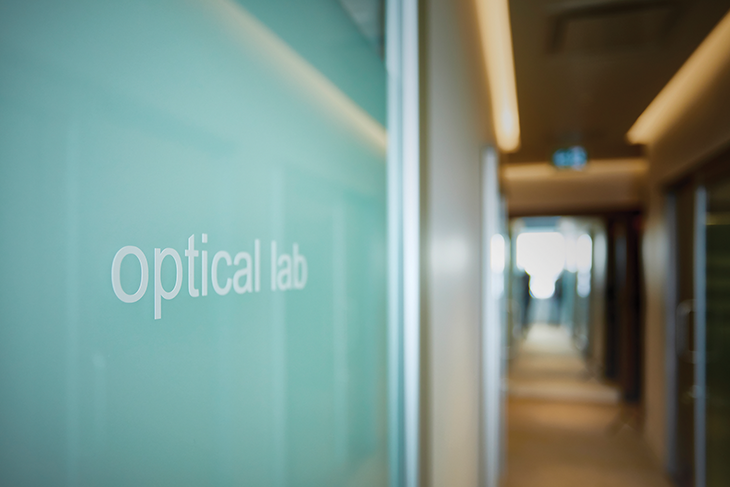 Optician lab door