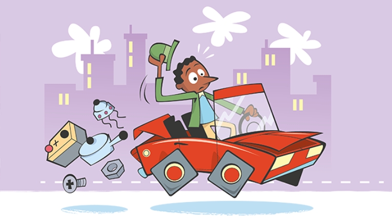 Cartoon car breaking