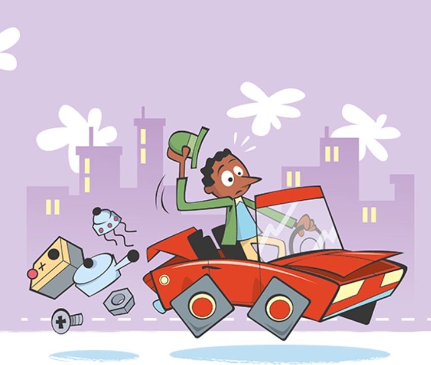 Cartoon car breaking