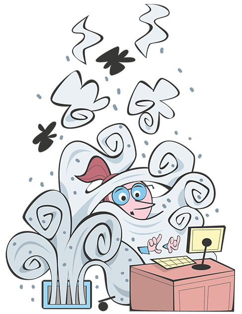 Cartoon vent putting dust in air