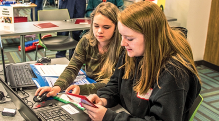 Young students working on a project